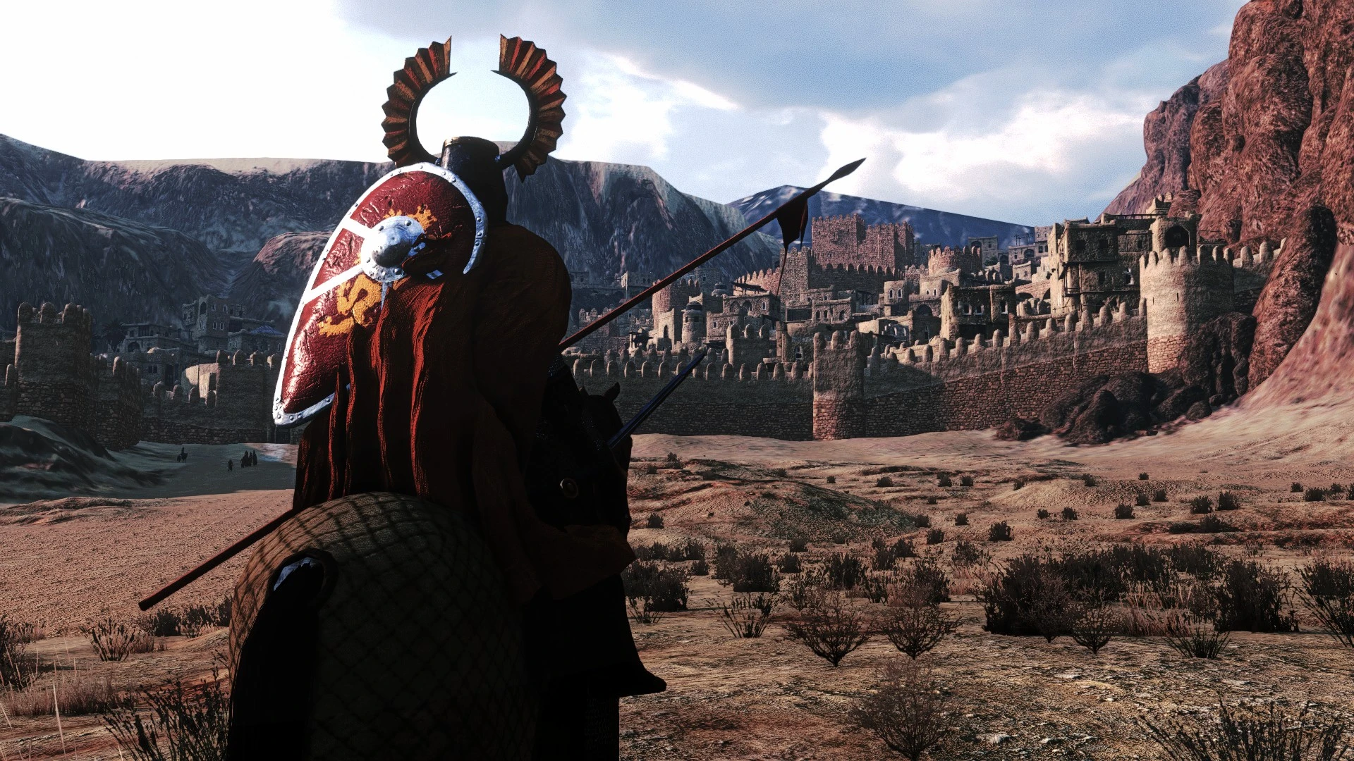 Bannerlord warrior overlooking a battlefield